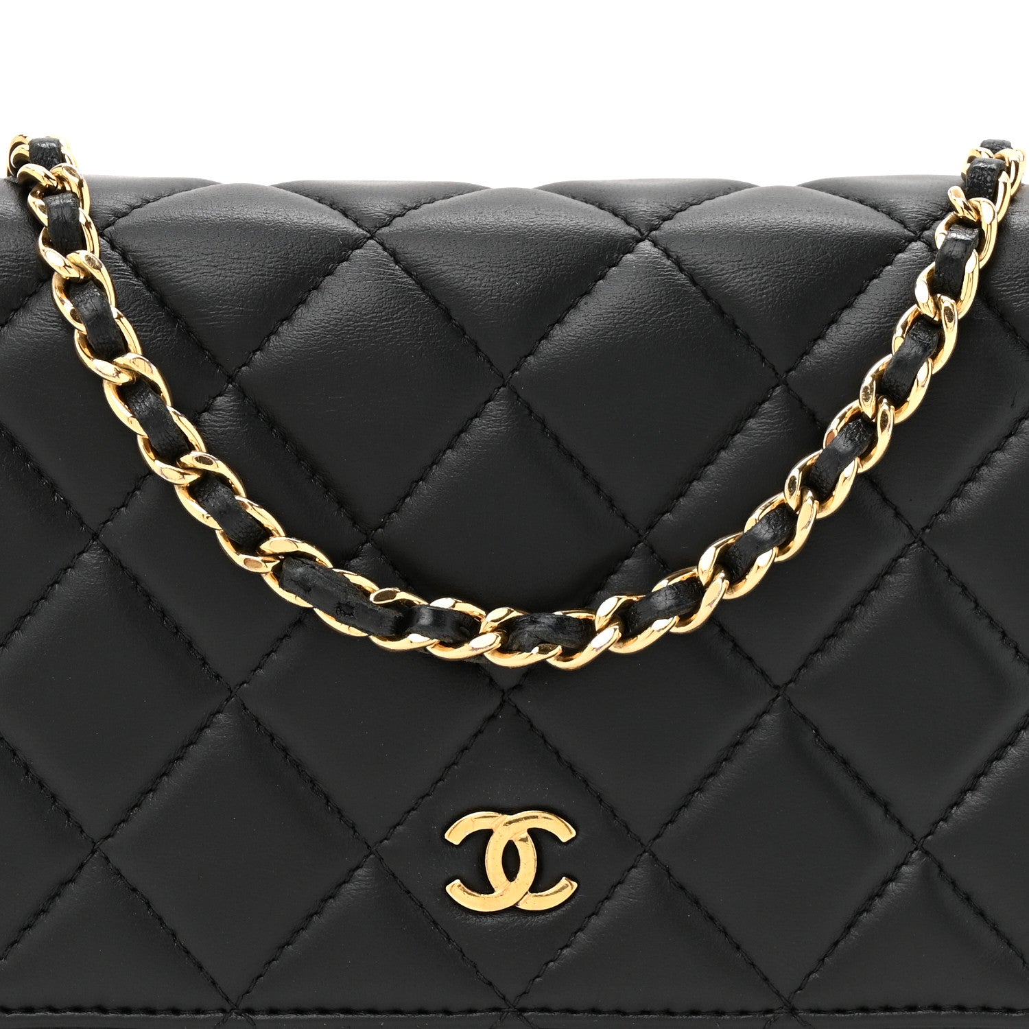 Chanel Lambskin Quilted Wallet On Chain WOC Black 8 of 12