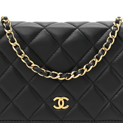 Chanel Lambskin Quilted Wallet On Chain WOC Black 8 of 12