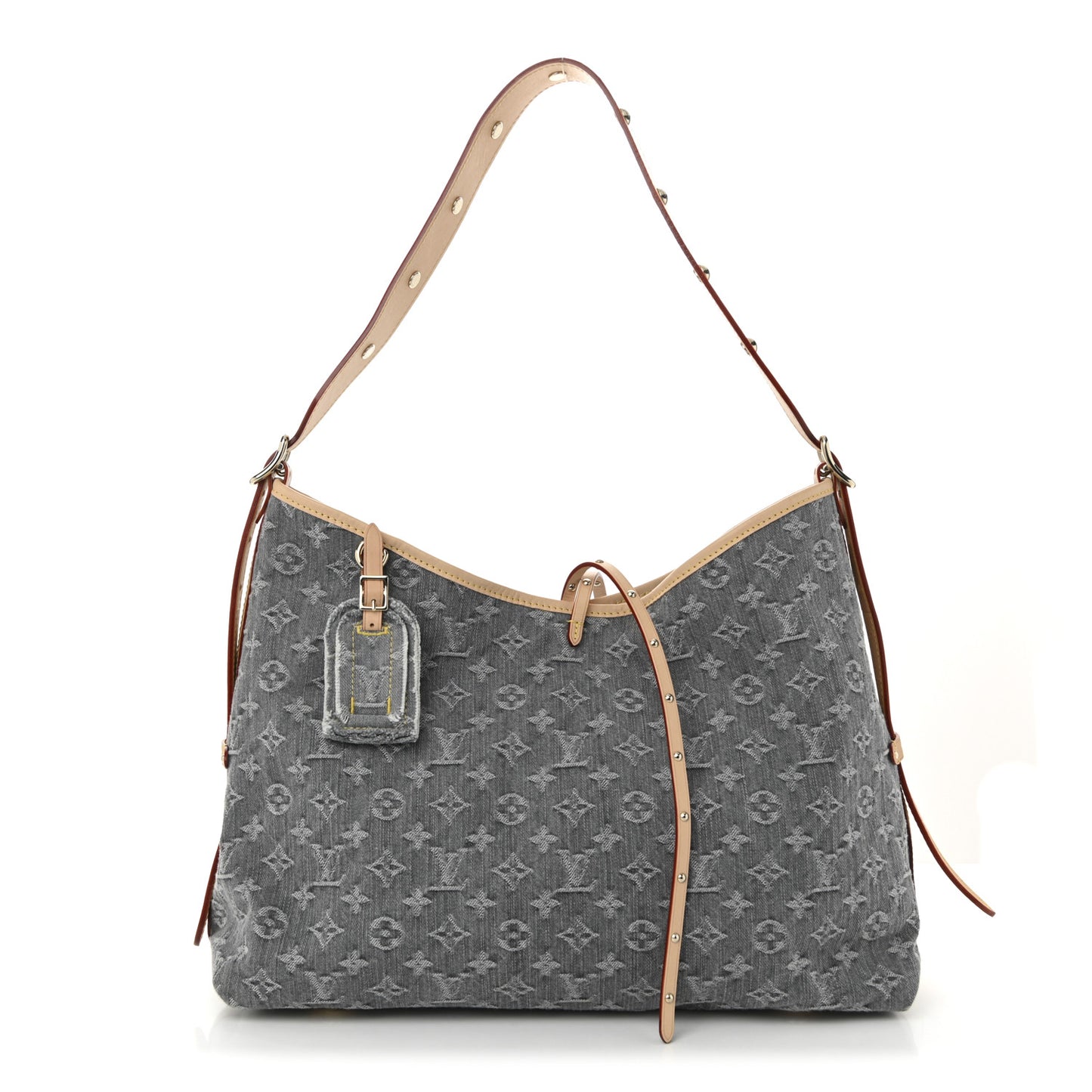 Monogram Denim CarryAll MM Washed Grey