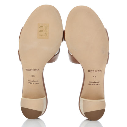 Hermes Calfskin Oasis Sandals 36 Gold 5 of 14
