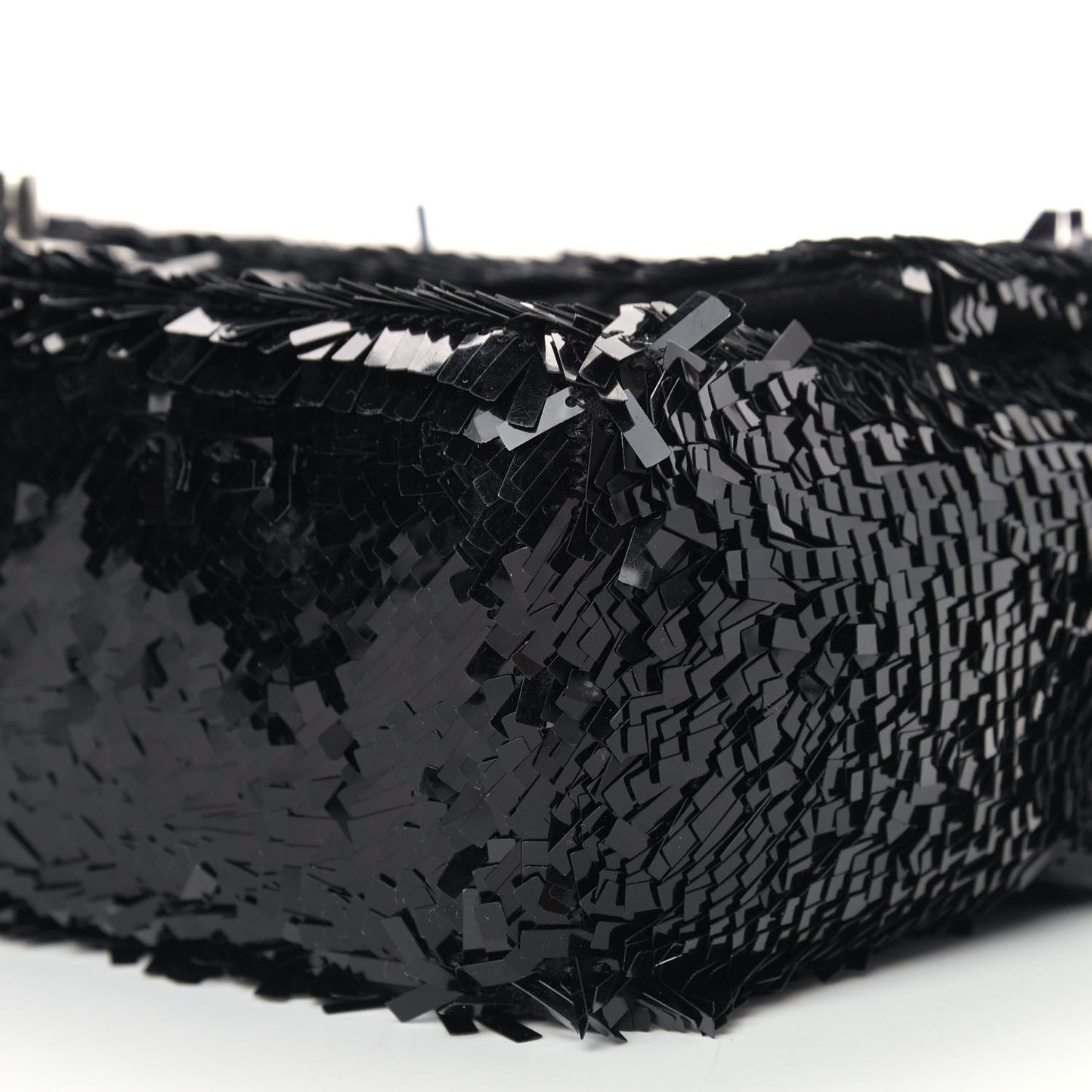 Sequin Embroidered Small Single Flap Black