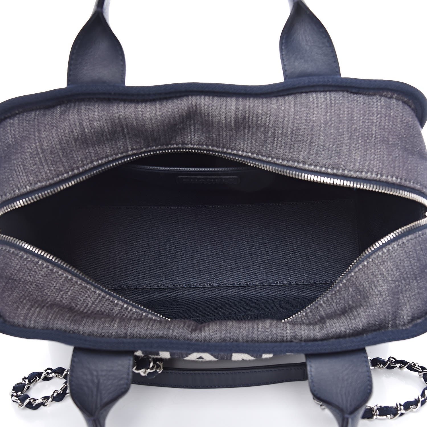 Chanel Denim Deauville Bowling Bag Dark Blue 5 of 12