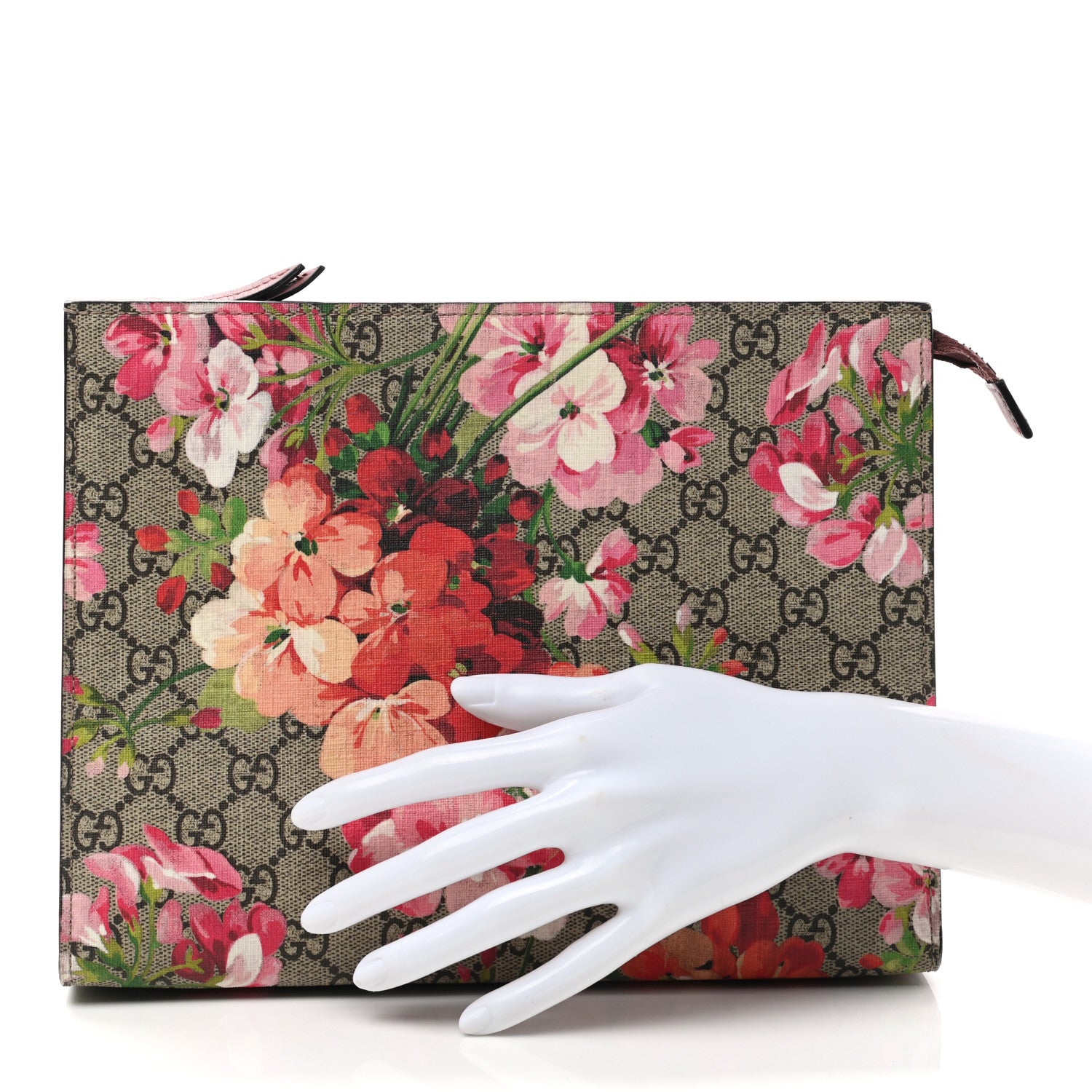 Gucci GG Supreme Monogram Blooms Large Cosmetic Case Beige Multicolor Dry Rose 2 of 7