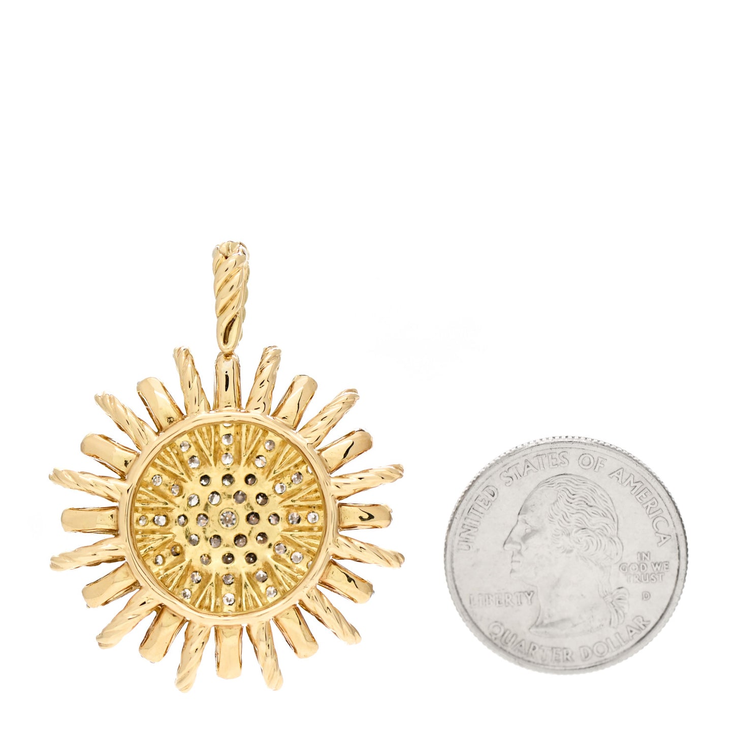 18K Yellow White Gold Diamond Large Starburst Pendant