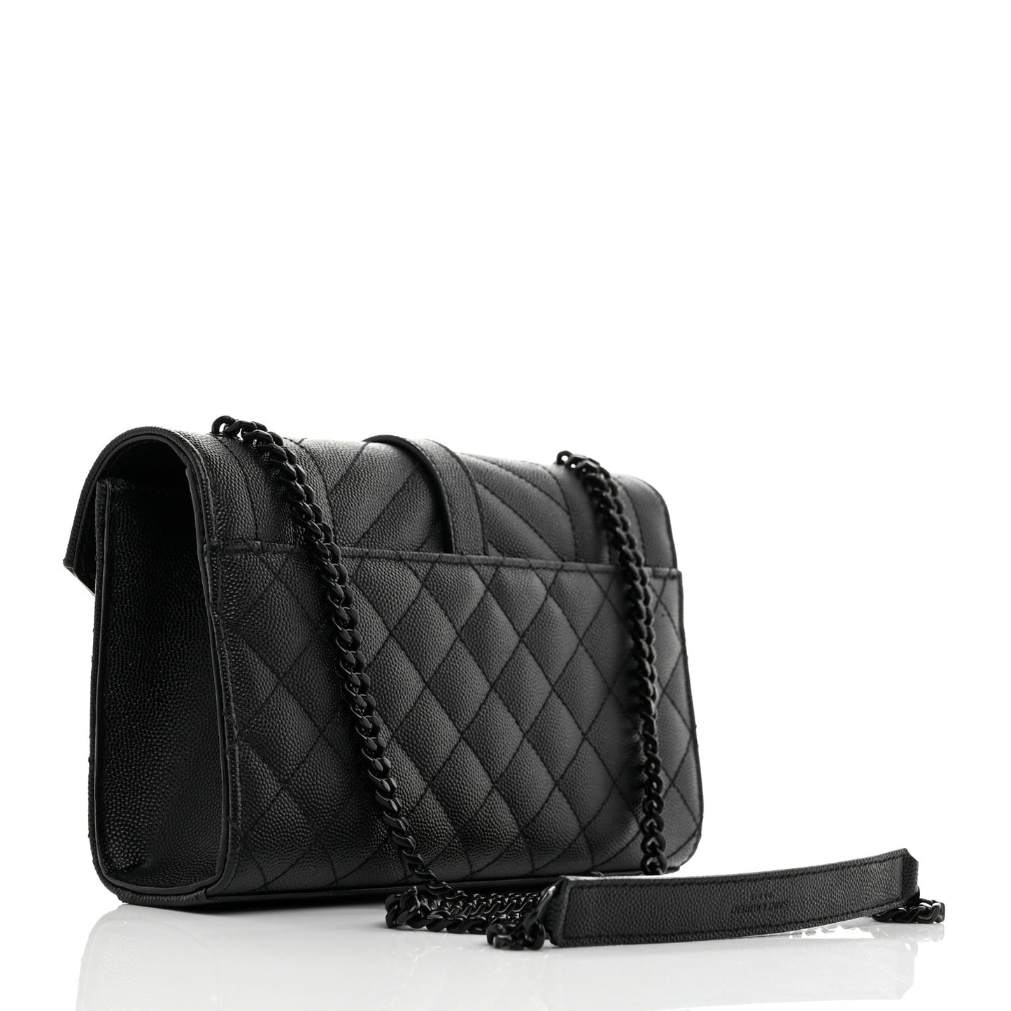 Grain De Poudre Textured Mixed Matelasse Triquilt Small Monogram Monochrome Satchel Black