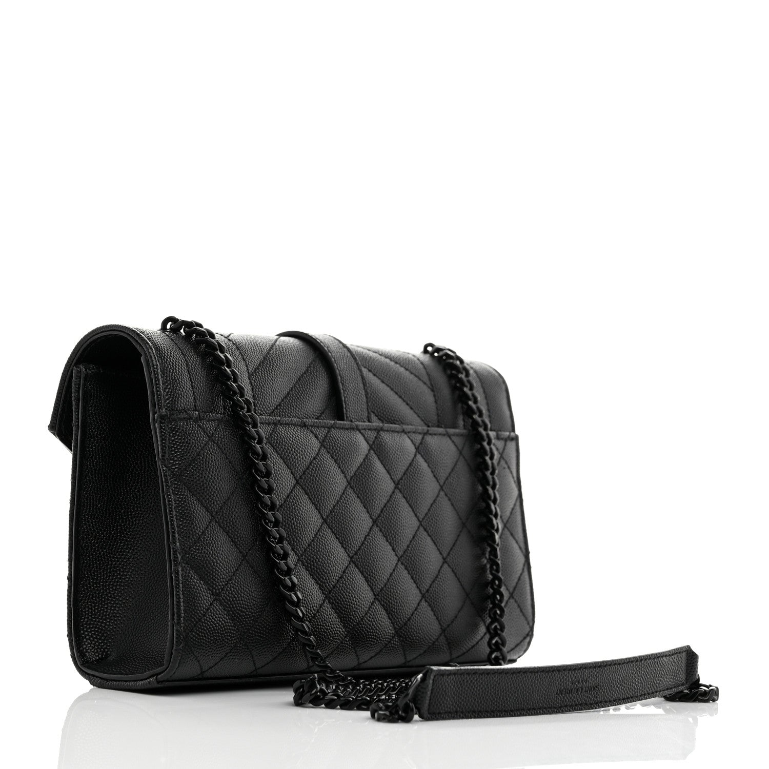 Saint Laurent Grain De Poudre Textured Mixed Matelasse Triquilt Small Monogram Monochrome Satchel Black 3 of 11