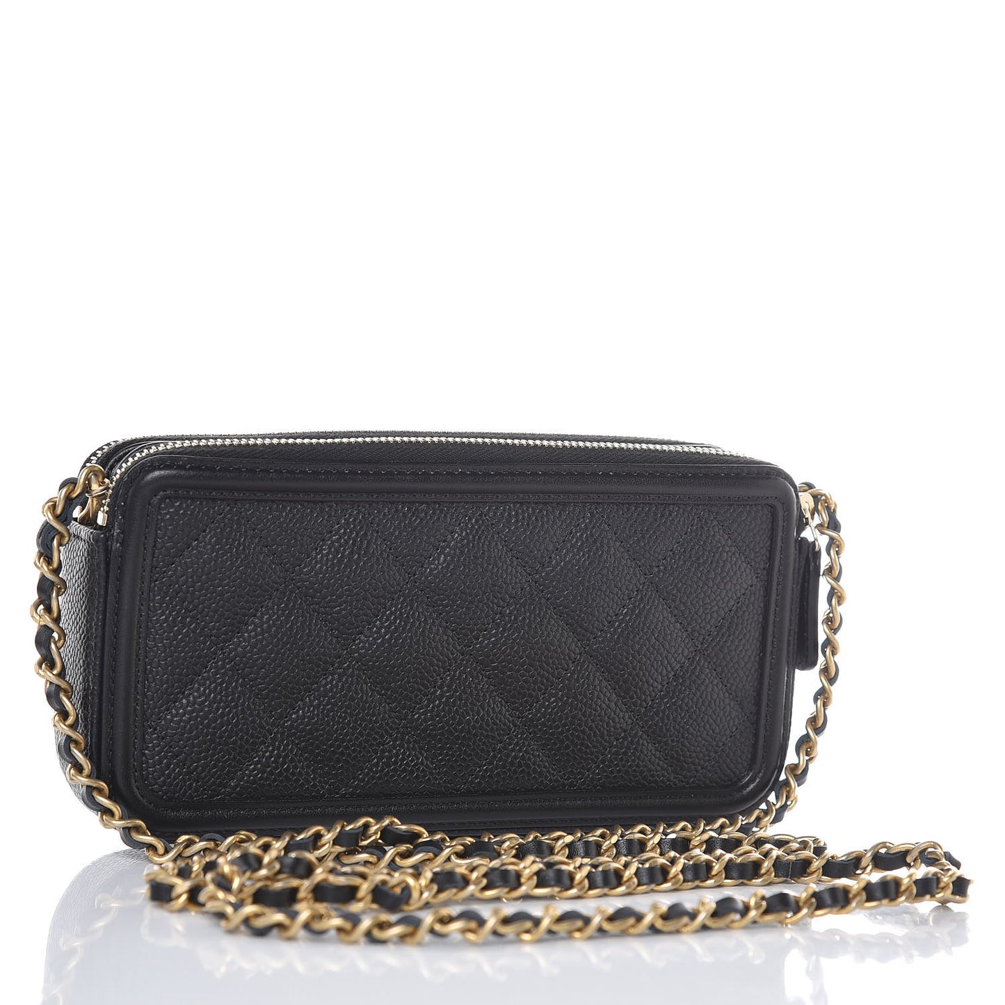 Caviar Quilted CC Filigree Clutch With Chain Black