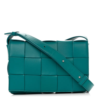 Bottega Veneta Lambskin Maxi Intrecciato Cassette Crossbody Bag Petrol Blue 1 of 9