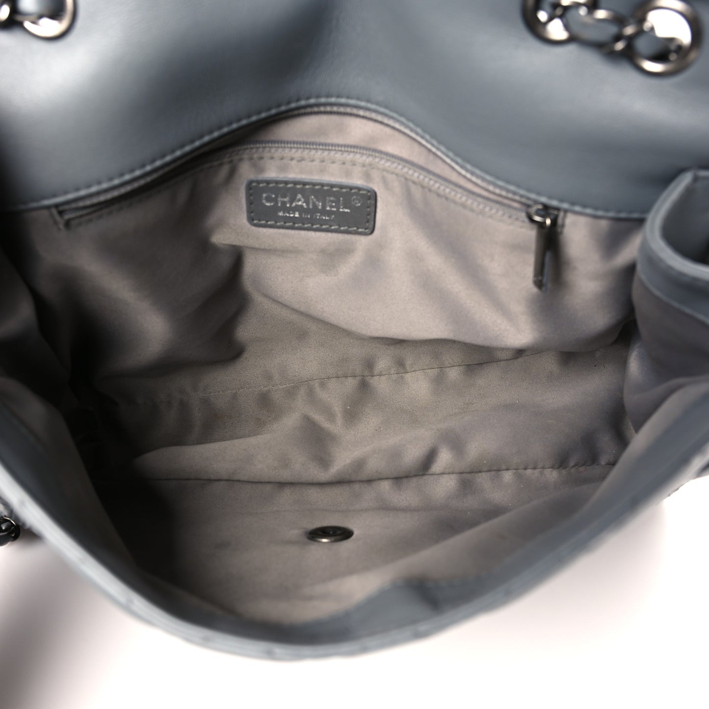 Lambskin Large Around Pockets Flap Dark Grey