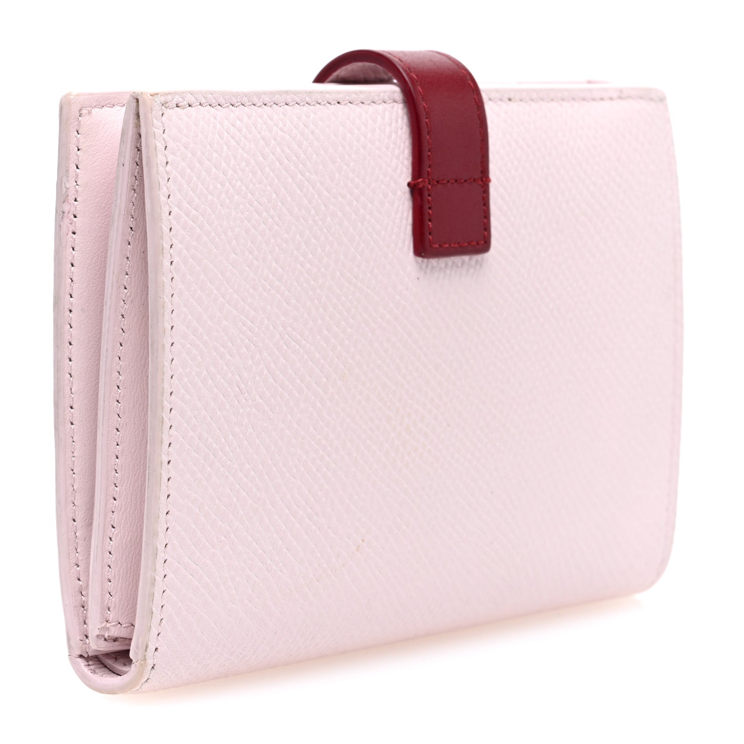 Grained Calfskin Medium Multifunction Strap Wallet Peony Carmin