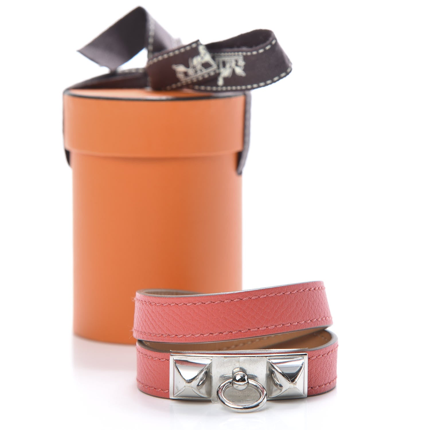 Hermes Epsom Rivale Double Tour Bracelet S Rose Jaipur 6 of 6