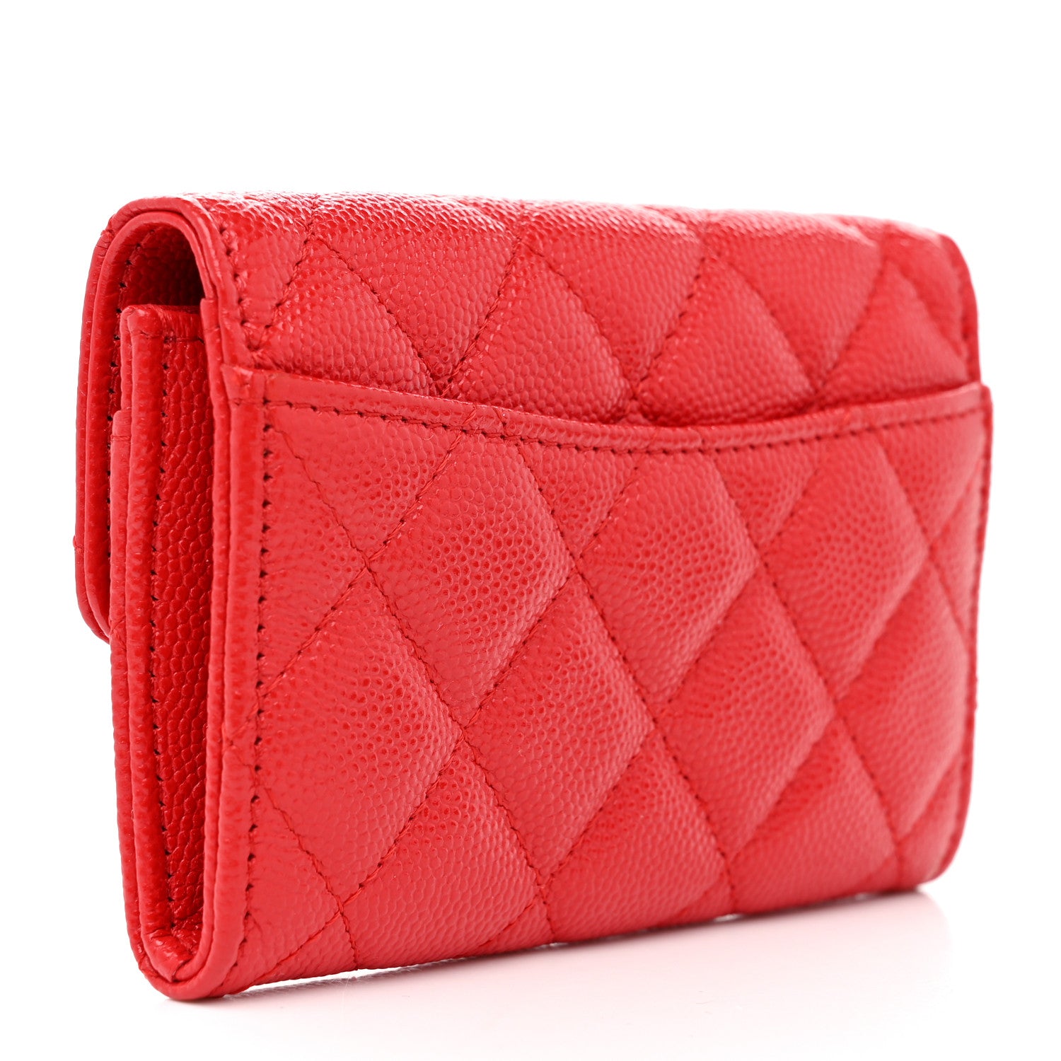 Chanel Caviar Quilted Flap Card Holder Wallet Red 3 of 9