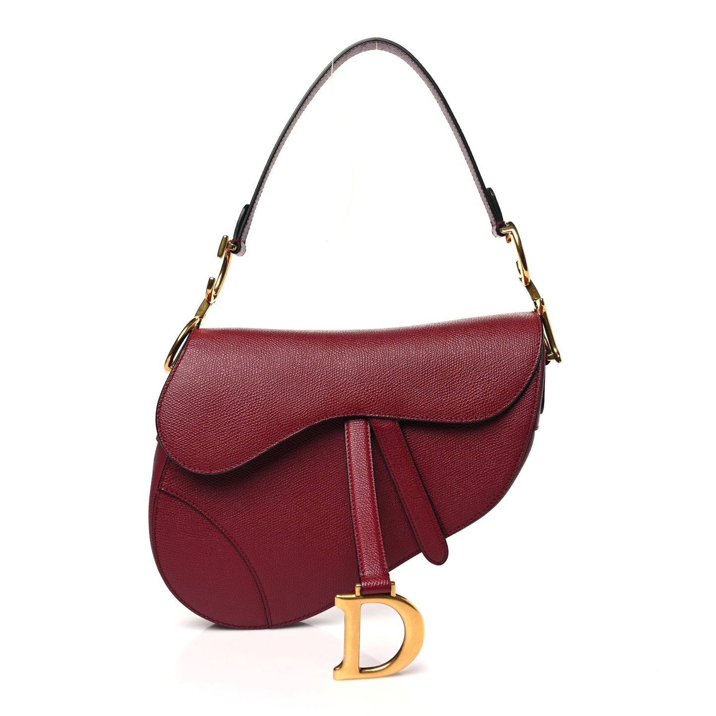 Grained Calfskin Saddle Bag Red