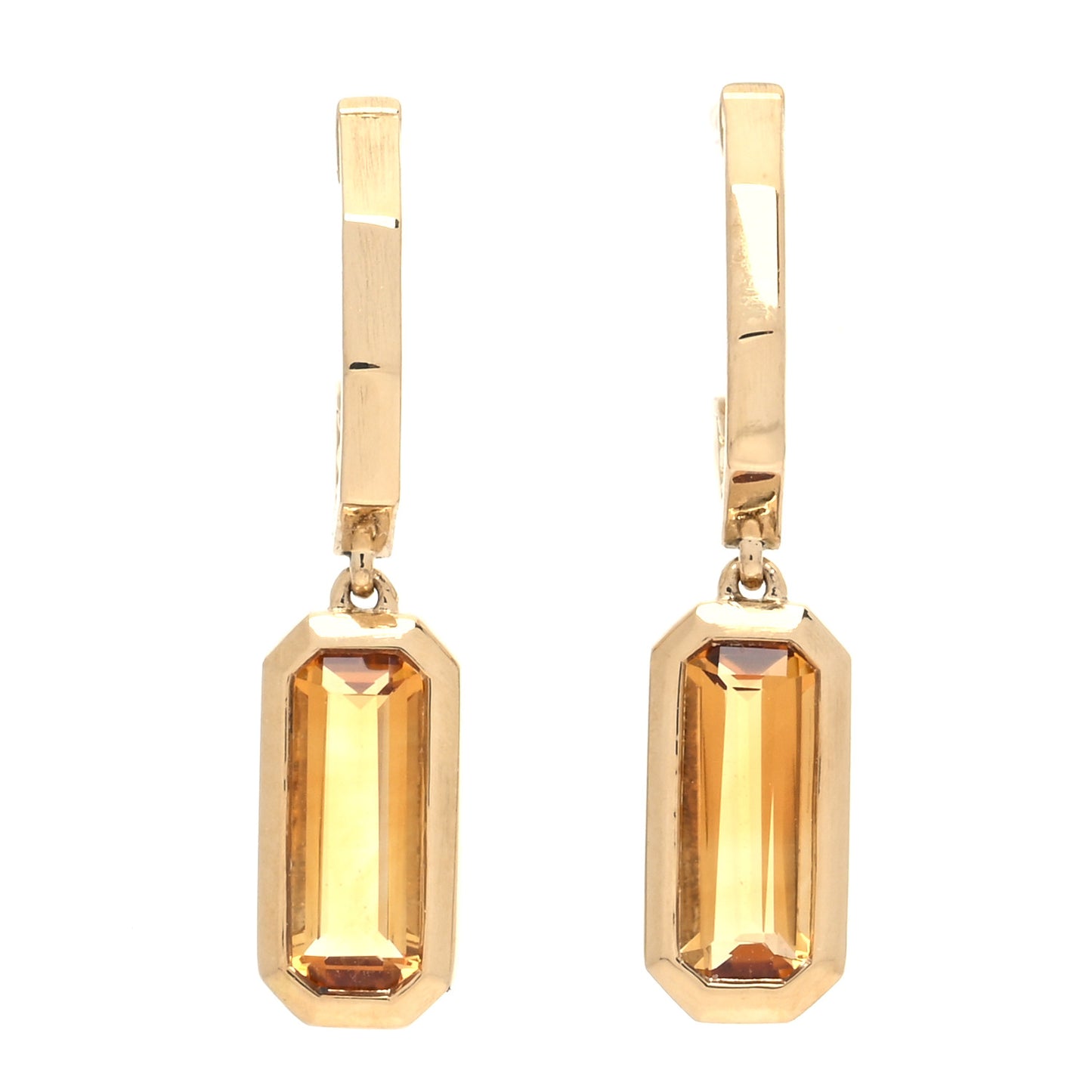 18K Yellow Gold Citrine Novella Hoop Drop Earrings