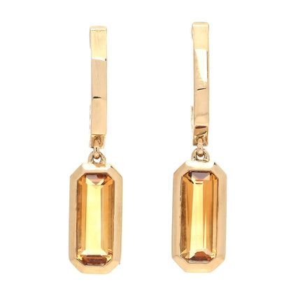 David Yurman 18K Yellow Gold Citrine Novella Hoop Drop Earrings 1 of 4