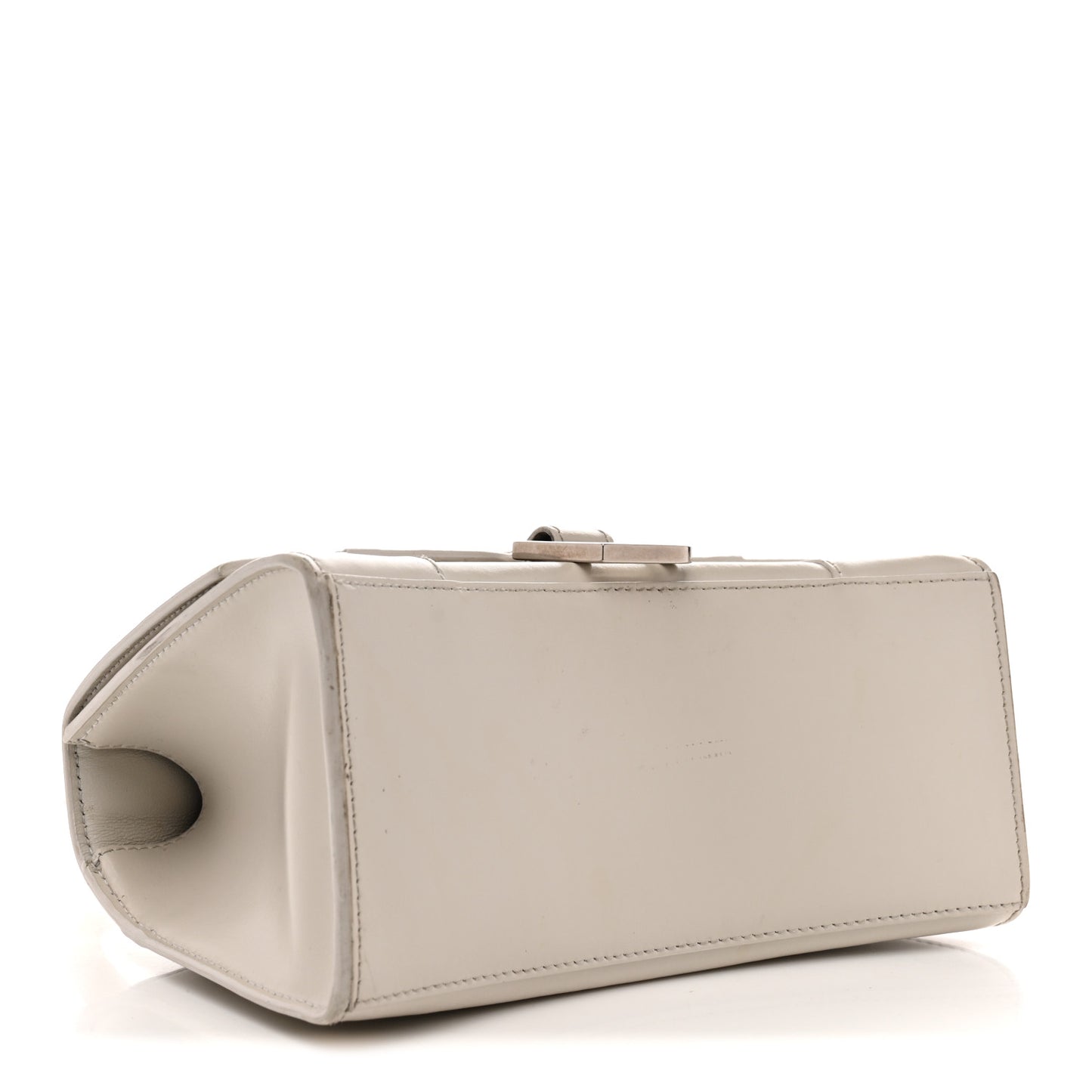 Shiny Box Calfskin Small Hourglass Top Handle Bag Chalky White
