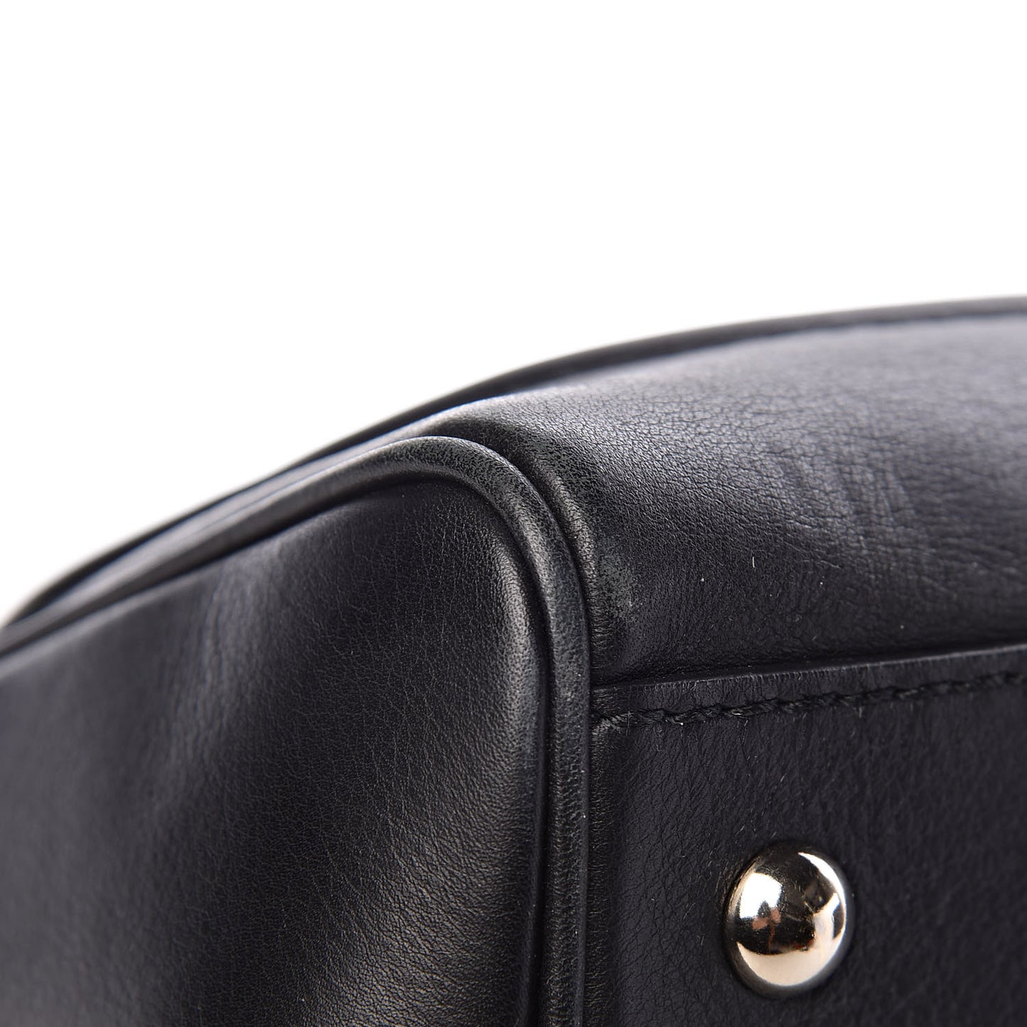 Calfskin Bold Bamboo Medium Top Handle Bag Black