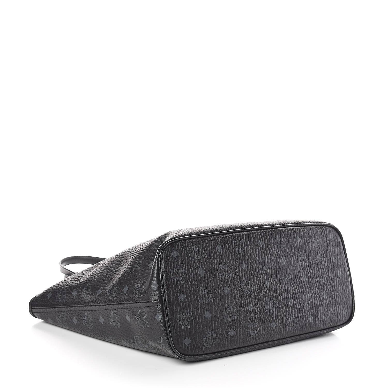 MCM Visetos Medium Anya Zip Top Shopper Tote Black 4 of 9