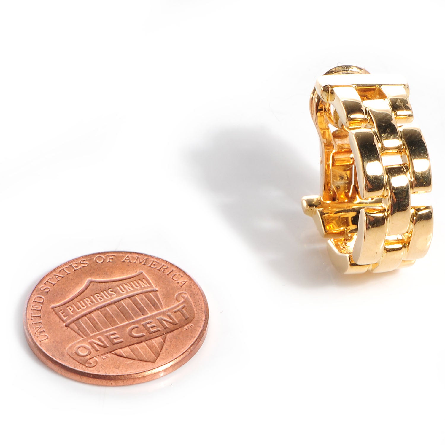 Cartier 18k Pink Yellow Gold Panthere Maillon Earrings 2 of 7
