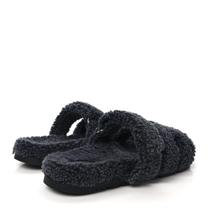 Hermes Woolskin Mens Chypre Sandals 43 Gris Chine 4 of 8