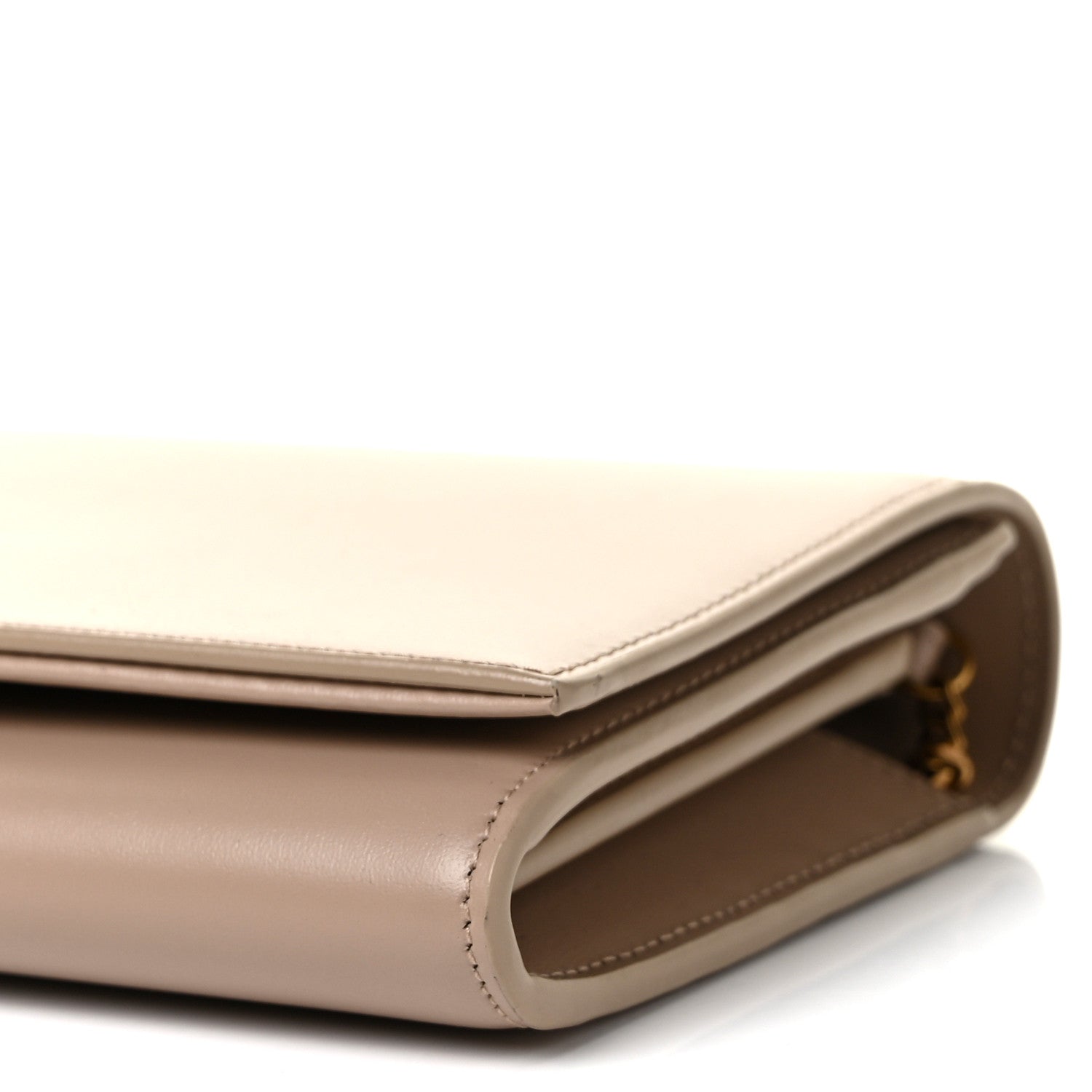 Saint Laurent Glossy Calfskin Monogram Chain Wallet Dark Beige 7 of 8