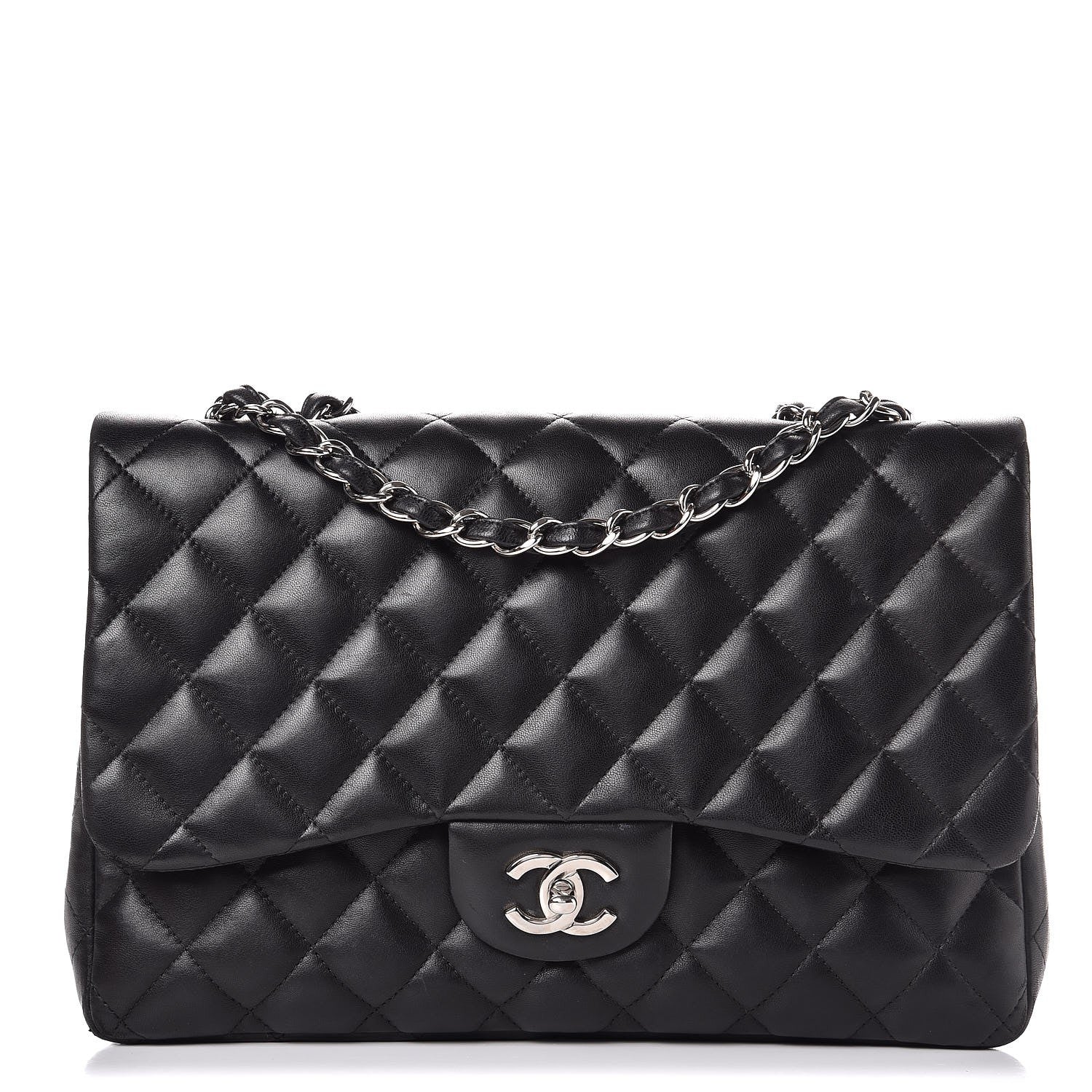 Chanel Lambskin Quilted Jumbo Single Flap Black 1 of 12