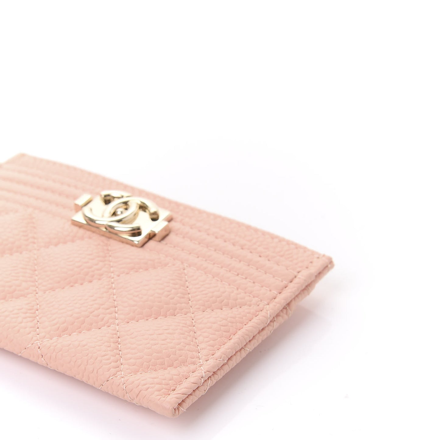 Caviar Quilted Boy Card Holder Light Pink