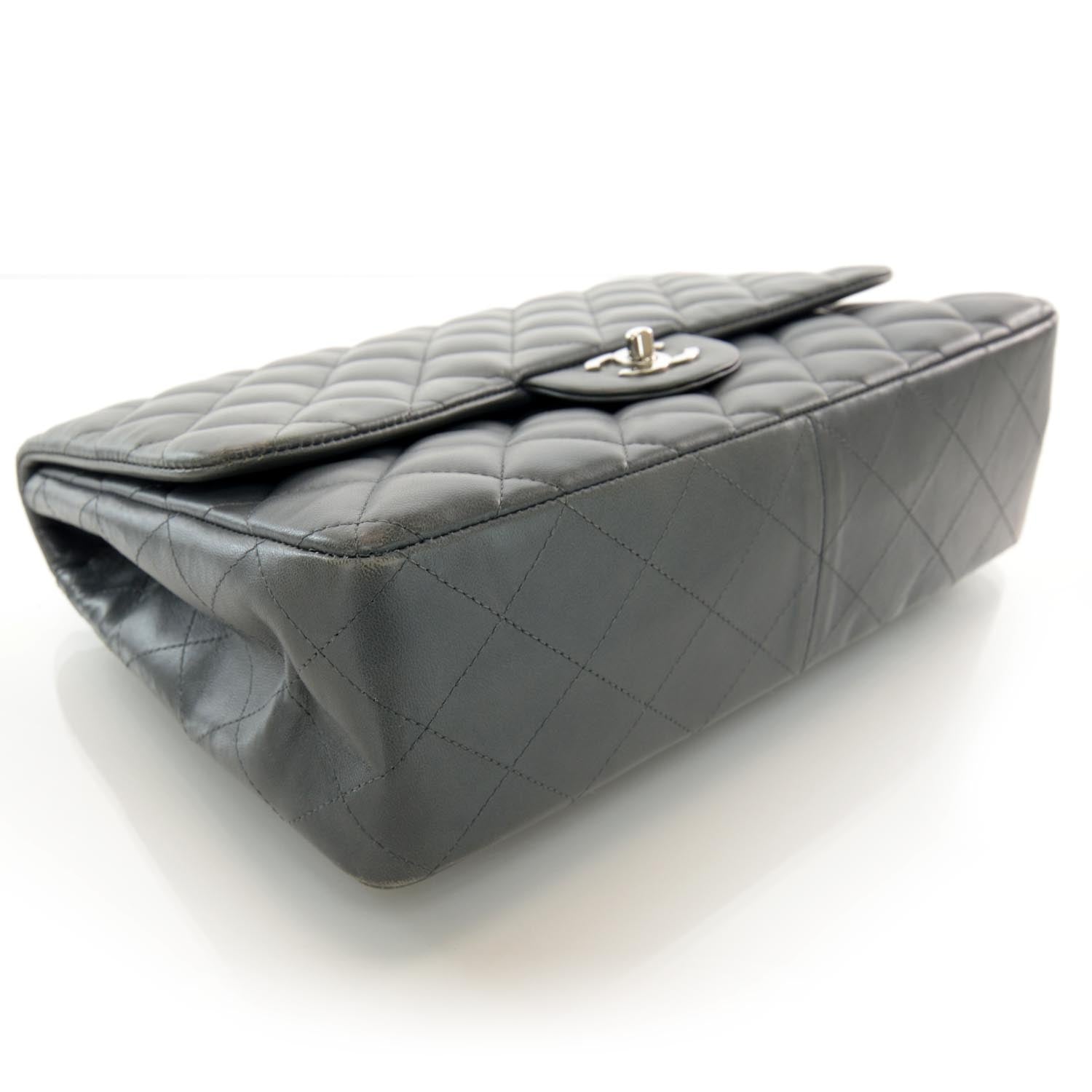 Chanel Lambskin Jumbo Flap w Bijoux Chain Grey 4 of 9