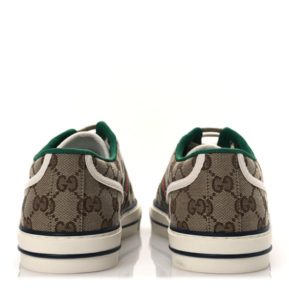 Gucci GG Monogram Web Mens 1977 Tennis Sneakers 8.5 Beige Ebony Mystic White Vert 6 of 10