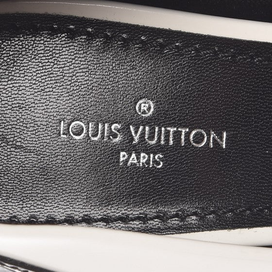 LOUIS VUITTON Calfskin Crocodile Embossed Matchmake Pumps 38 Black White