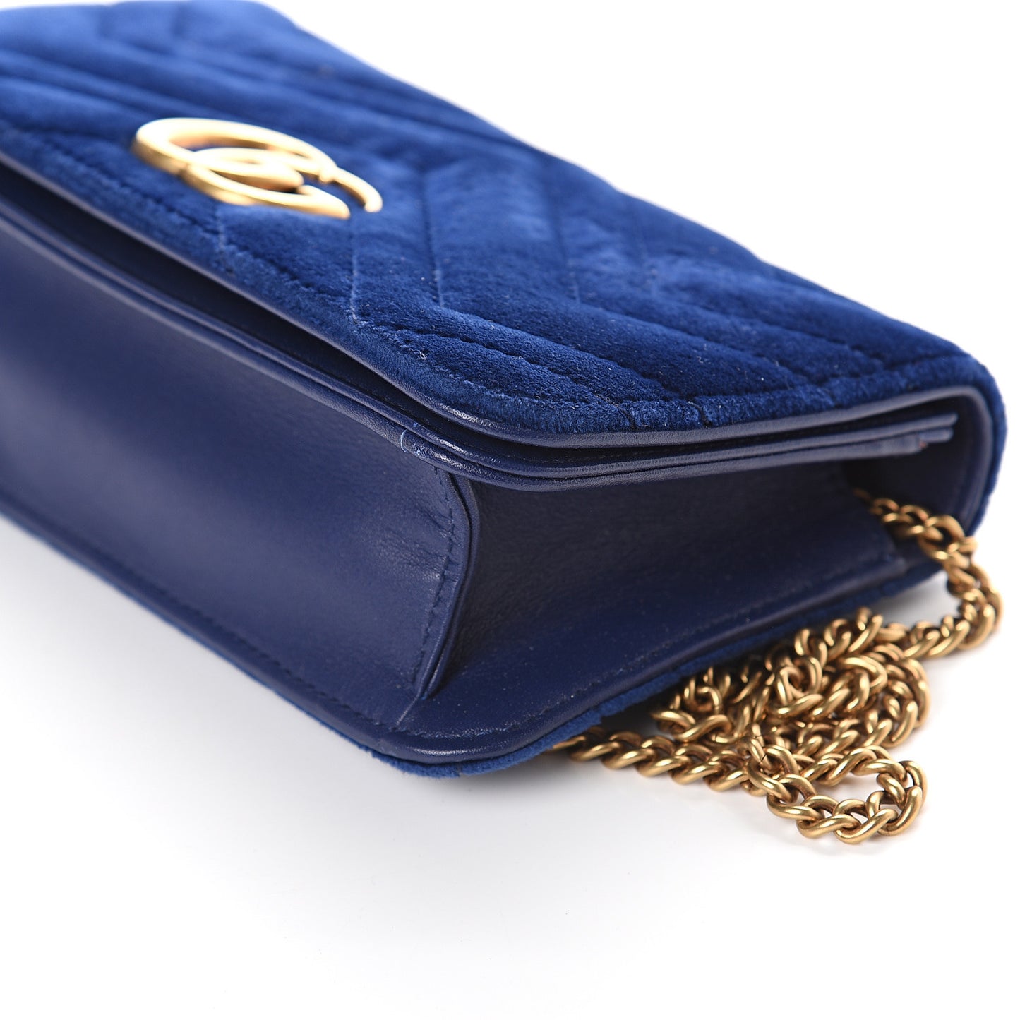 Velvet Matelasse GG Marmont Mini Bag Cobalt Blue