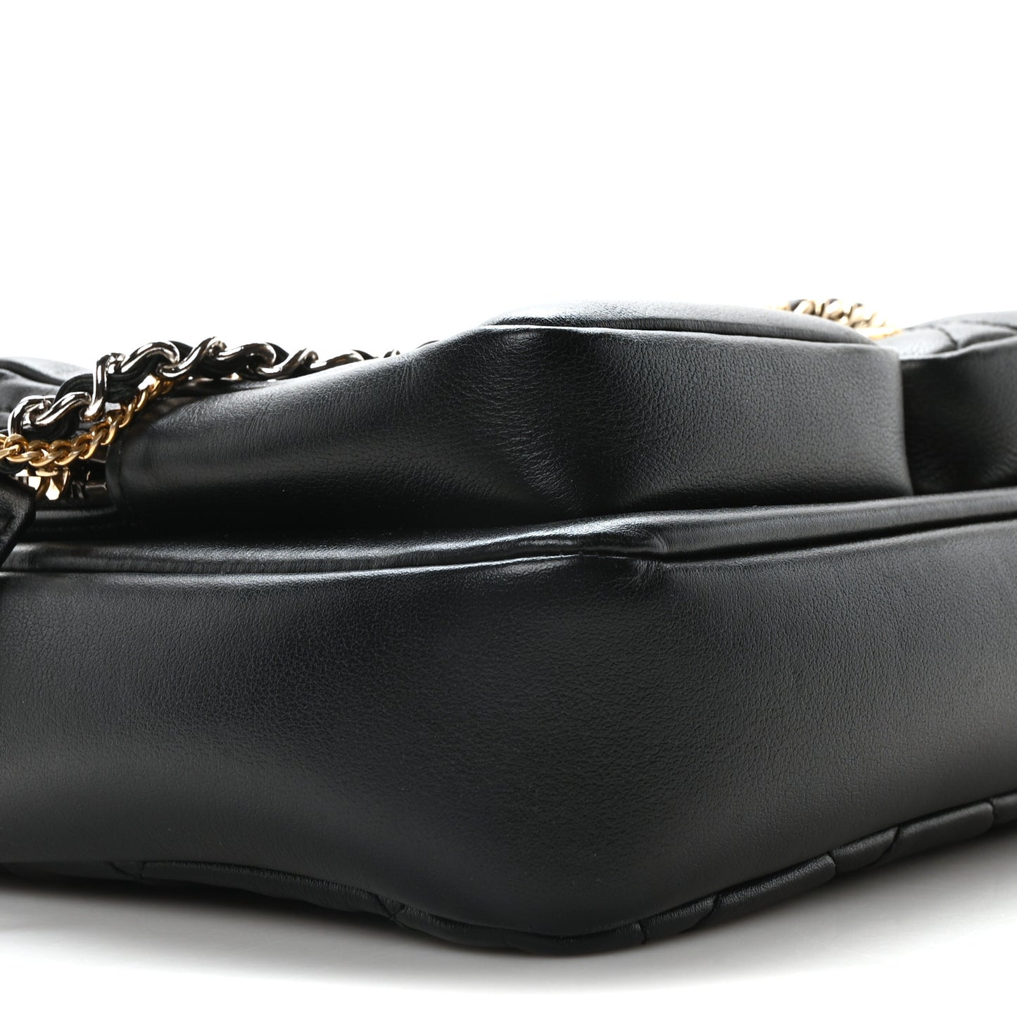 Calfskin Quilted Small Camera Case Black