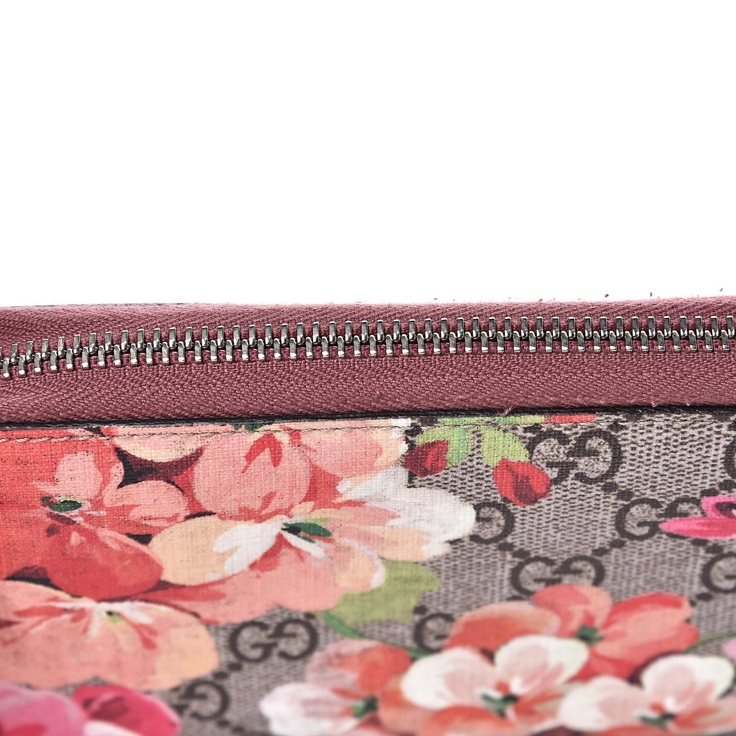 GG Supreme Monogram Blooms Zip Around Wallet Beige Multicolor Dry Rose
