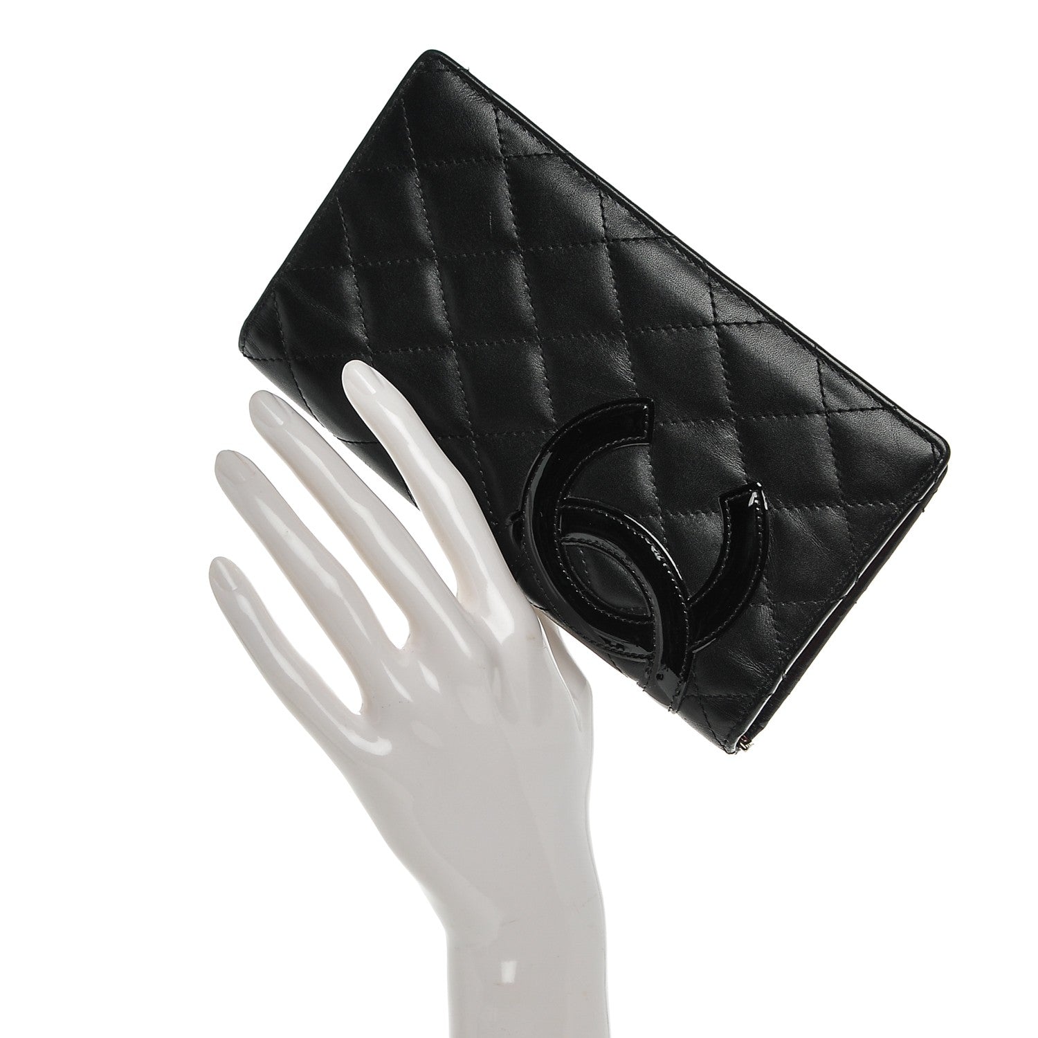 Chanel Calfskin Quilted Cambon Yen Wallet Black 2 of 8