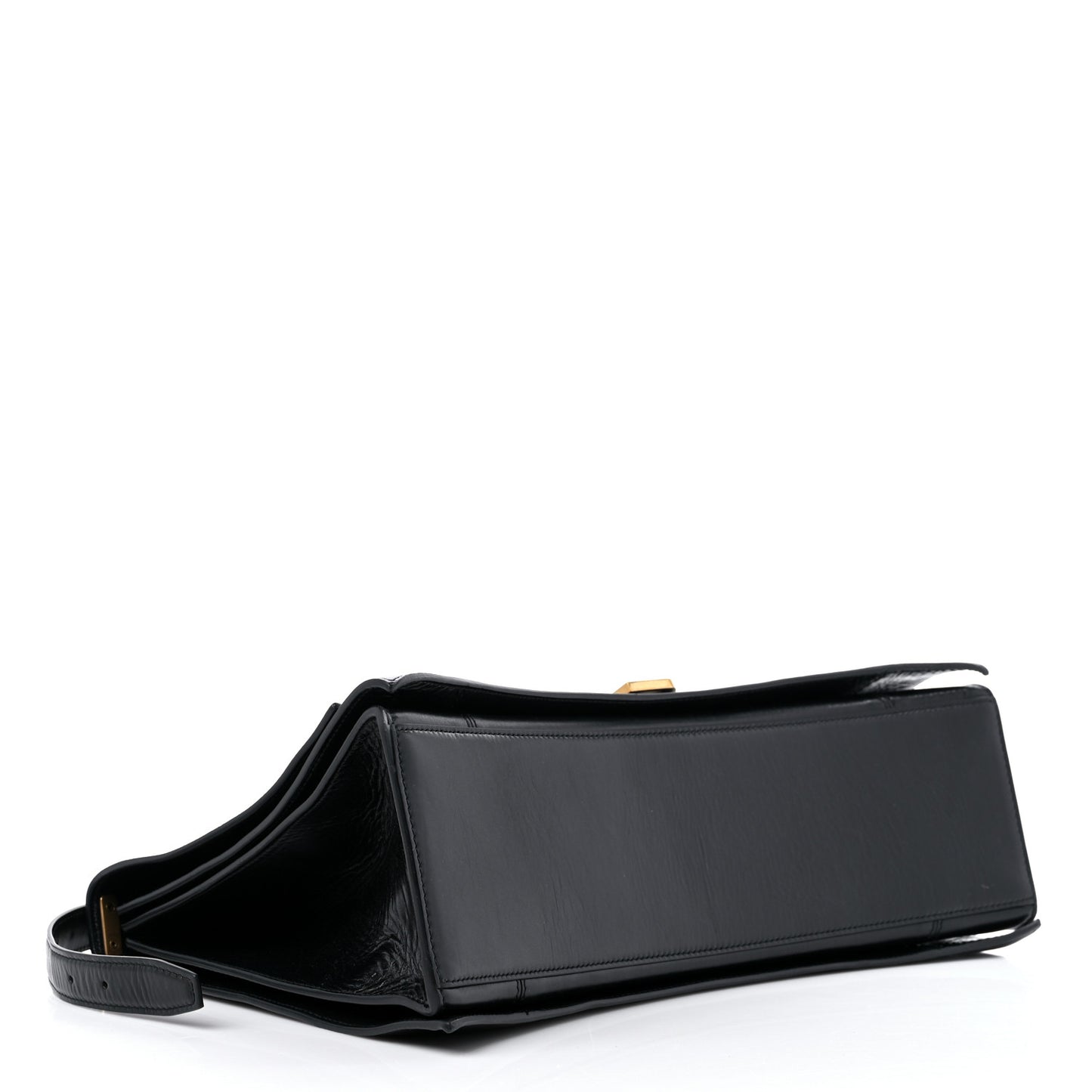 Paper Calfskin Large Crush Sling Bag Black