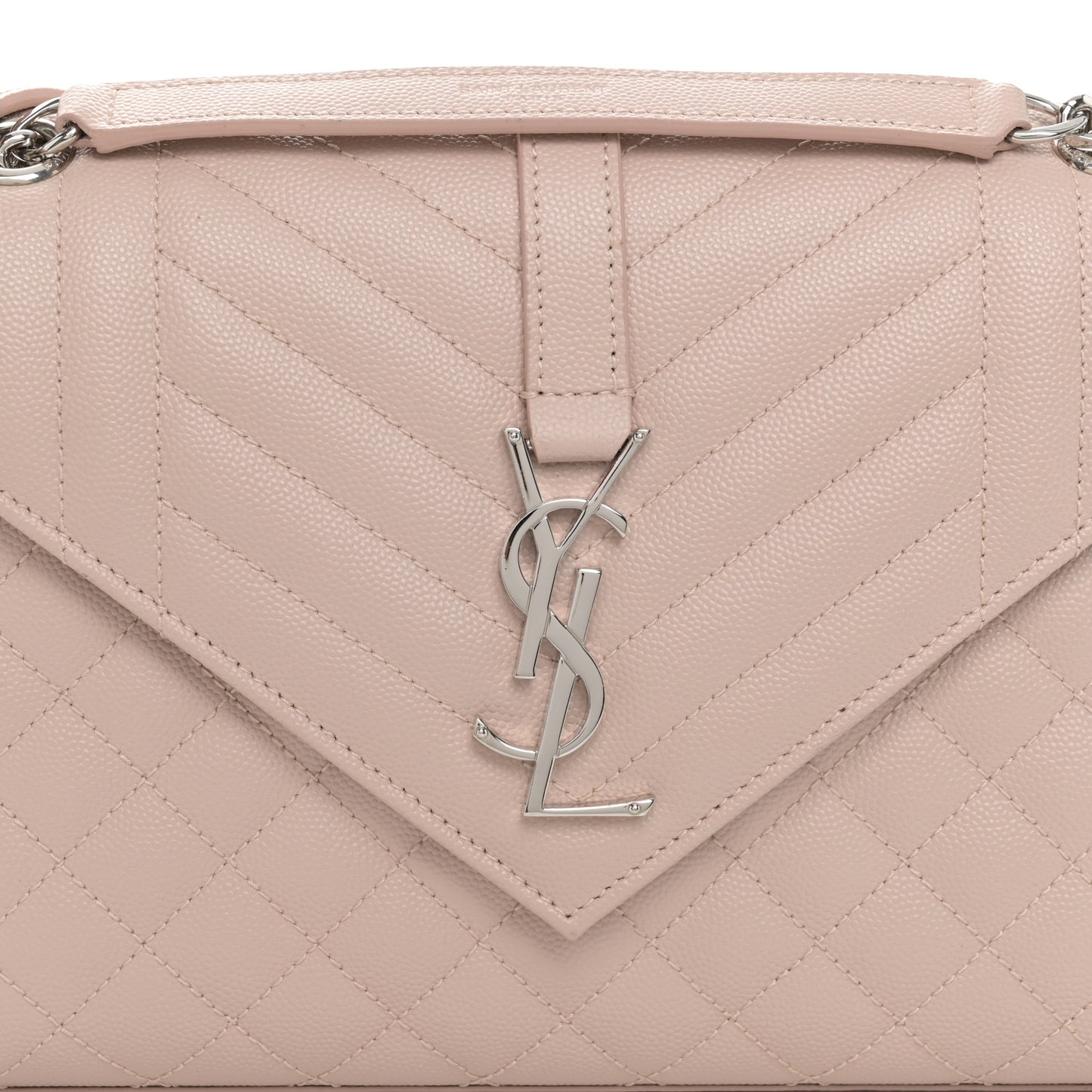 Grain De Poudre Textured Mixed Matelasse Medium Triquilt Monogram Satchel Marble Pink