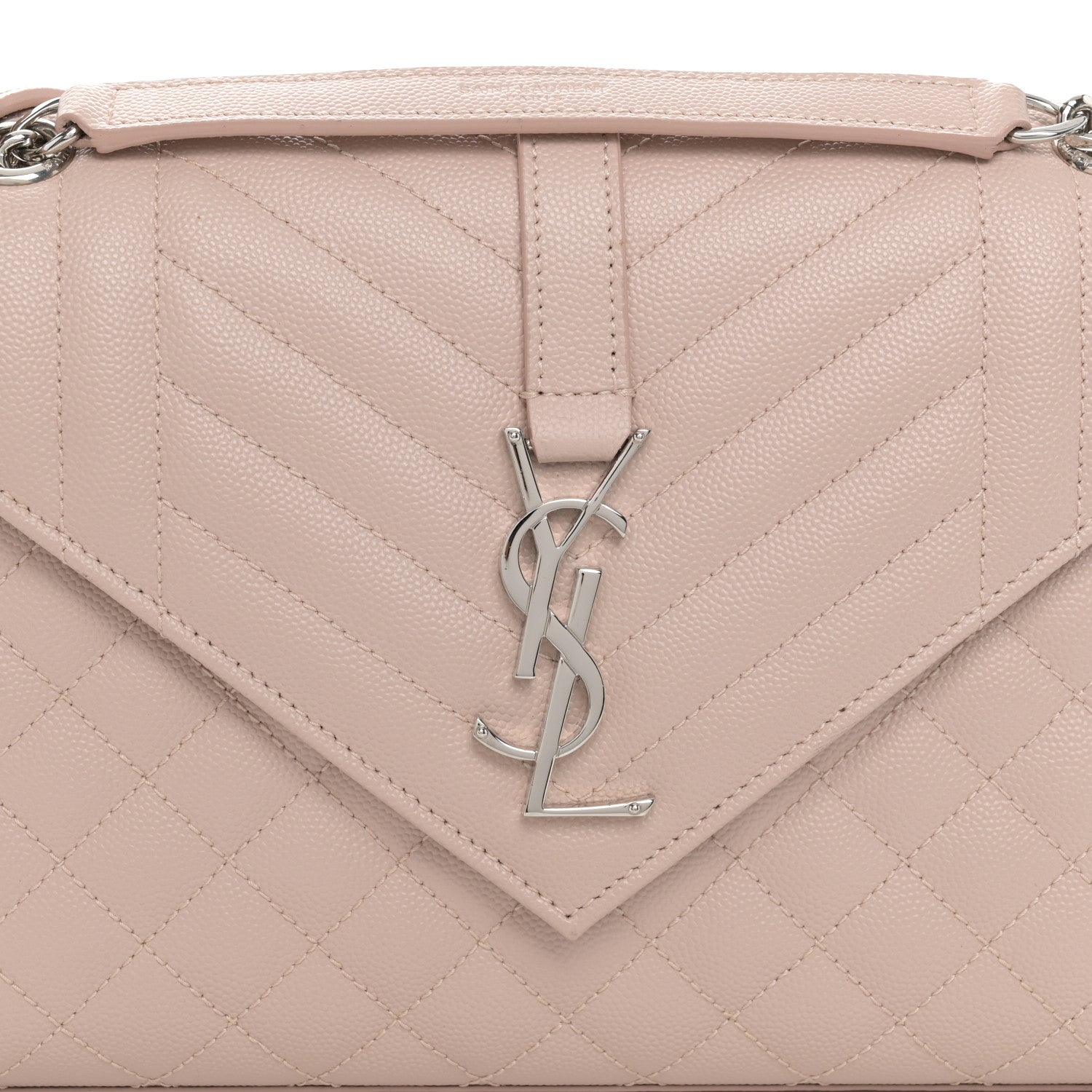 Saint Laurent Grain De Poudre Textured Mixed Matelasse Medium Triquilt Monogram Satchel Marble Pink 8 of 11