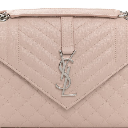 Saint Laurent Grain De Poudre Textured Mixed Matelasse Medium Triquilt Monogram Satchel Marble Pink 8 of 11