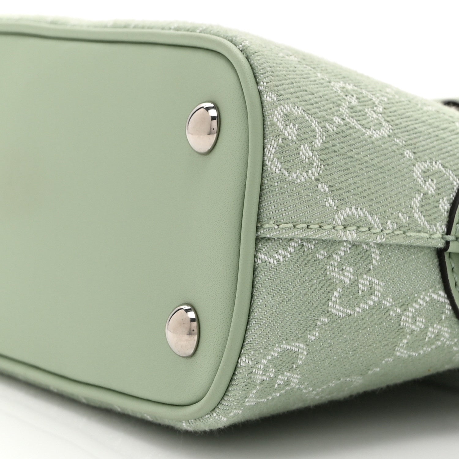 Gucci Summer Denim Calfskin GG Monogram Web Mini Top Handle Ophidia Dome Shoulder Bag Pale Green 20 of 22