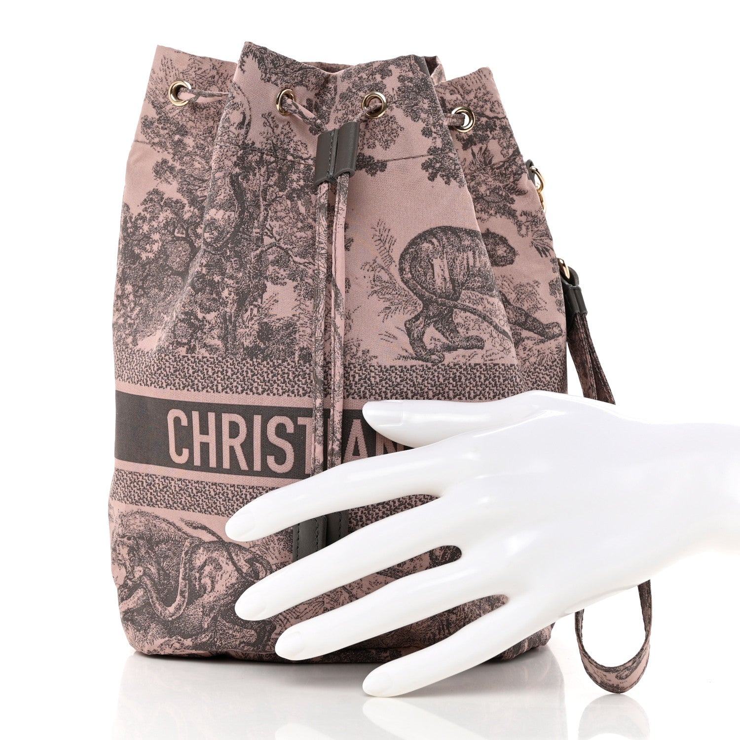 Christian Dior Technical Fabric Embroidered Toile De Jouy Sauvage DiorTravel Pouch Pink Gray 2 of 7