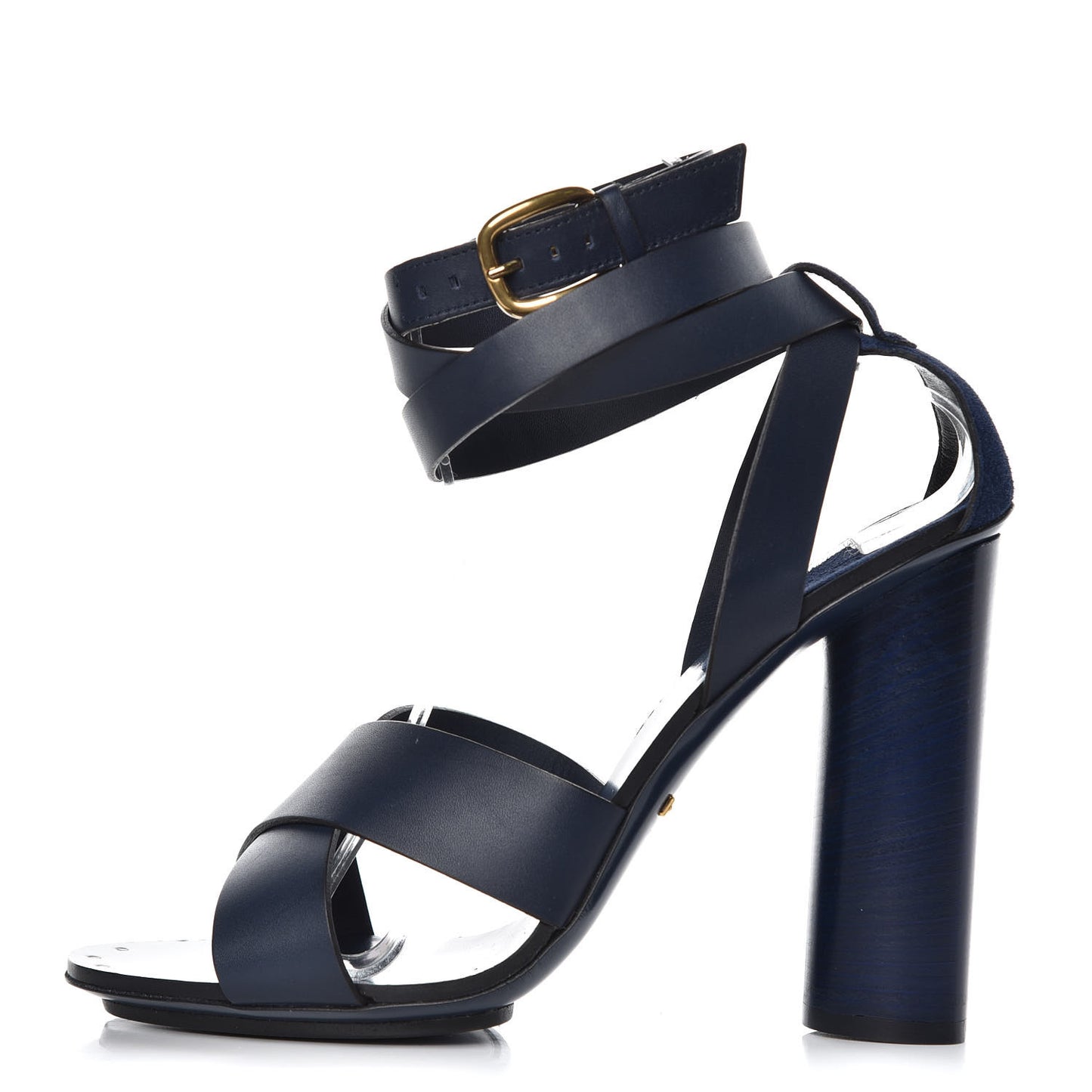 Suede Calfskin Candy Cross Sandals 39.5 Blue Marine