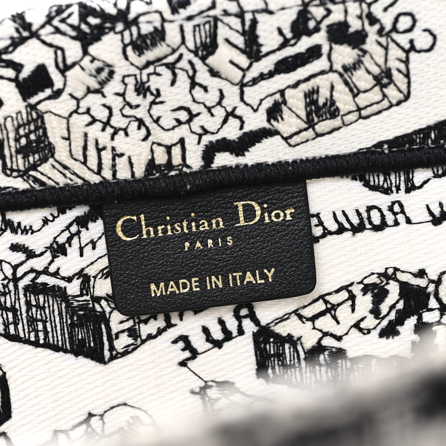 Christian Dior Canvas Embroidered Medium Plan De Paris Book Tote White Black 6 of 11