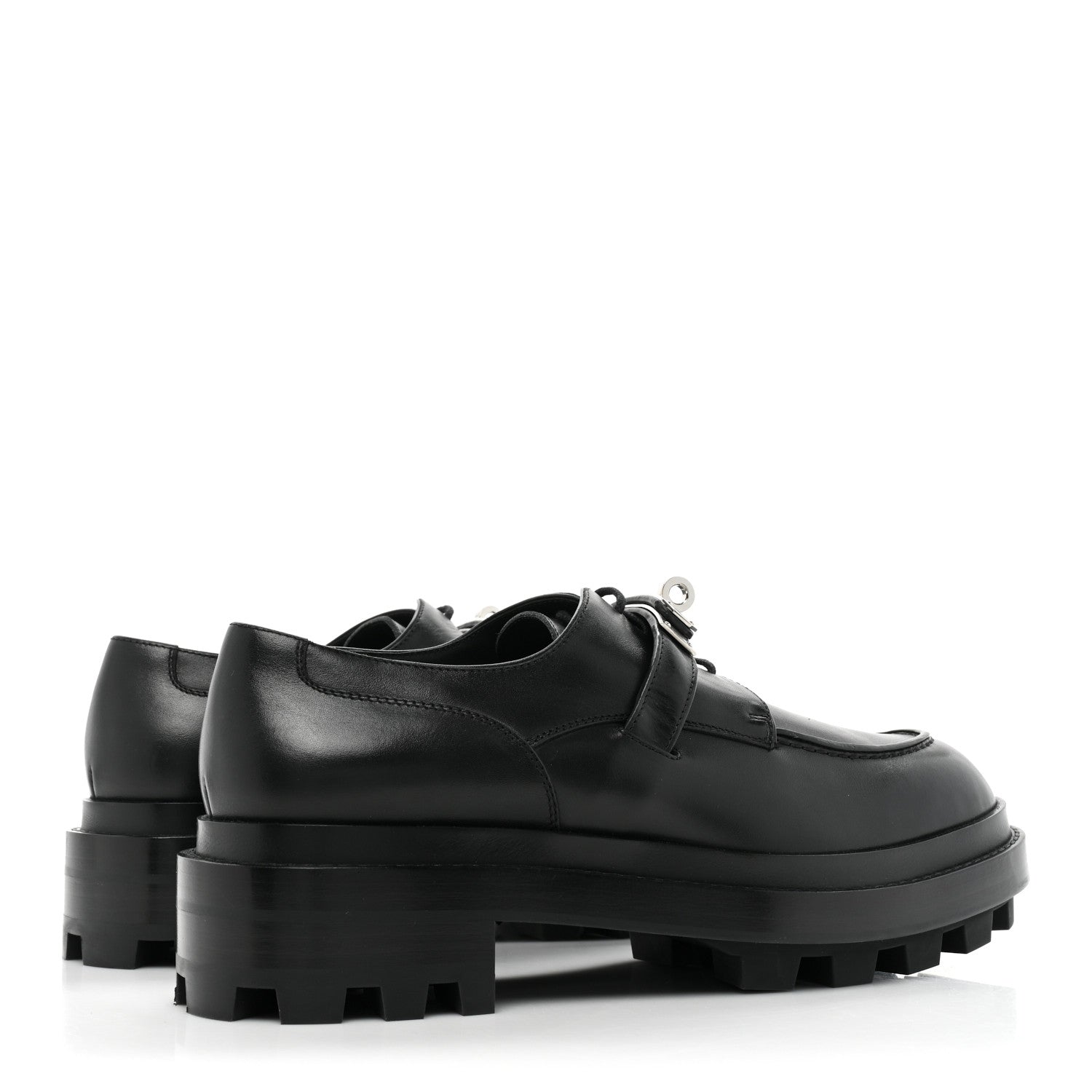 Hermes Calfskin Mens First Derby Shoes 40 Black 4 of 12
