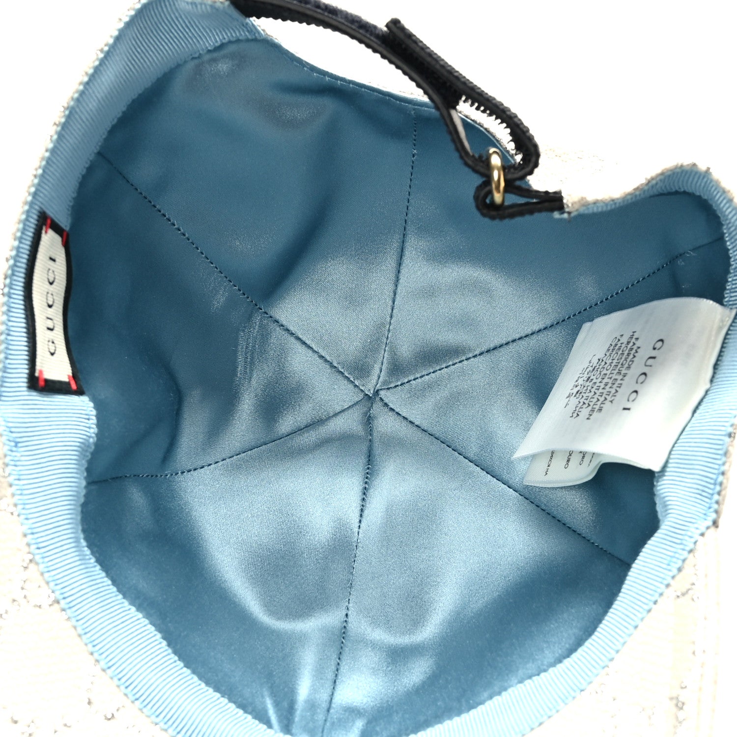 Gucci Canvas Lame GG Monogram Rush Baseball Hat L Gardenia Silver 6 of 8