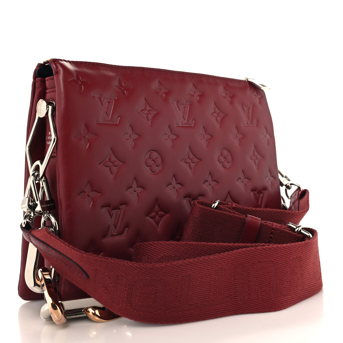 Lambskin Embossed Monogram Coussin PM Wine