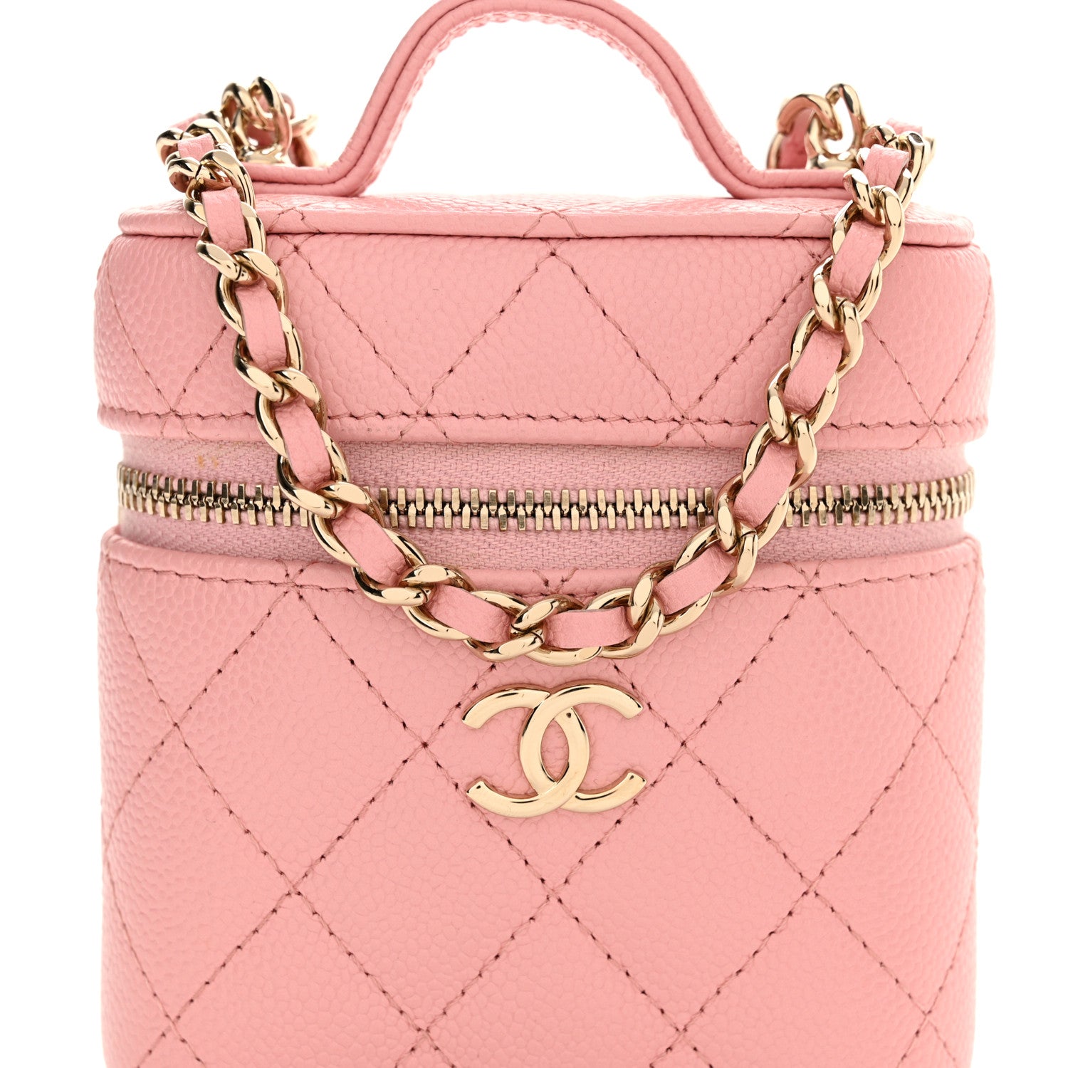 Chanel Caviar Quilted Small Handle With Care Vanity Case With Chain Pink 8 of 11