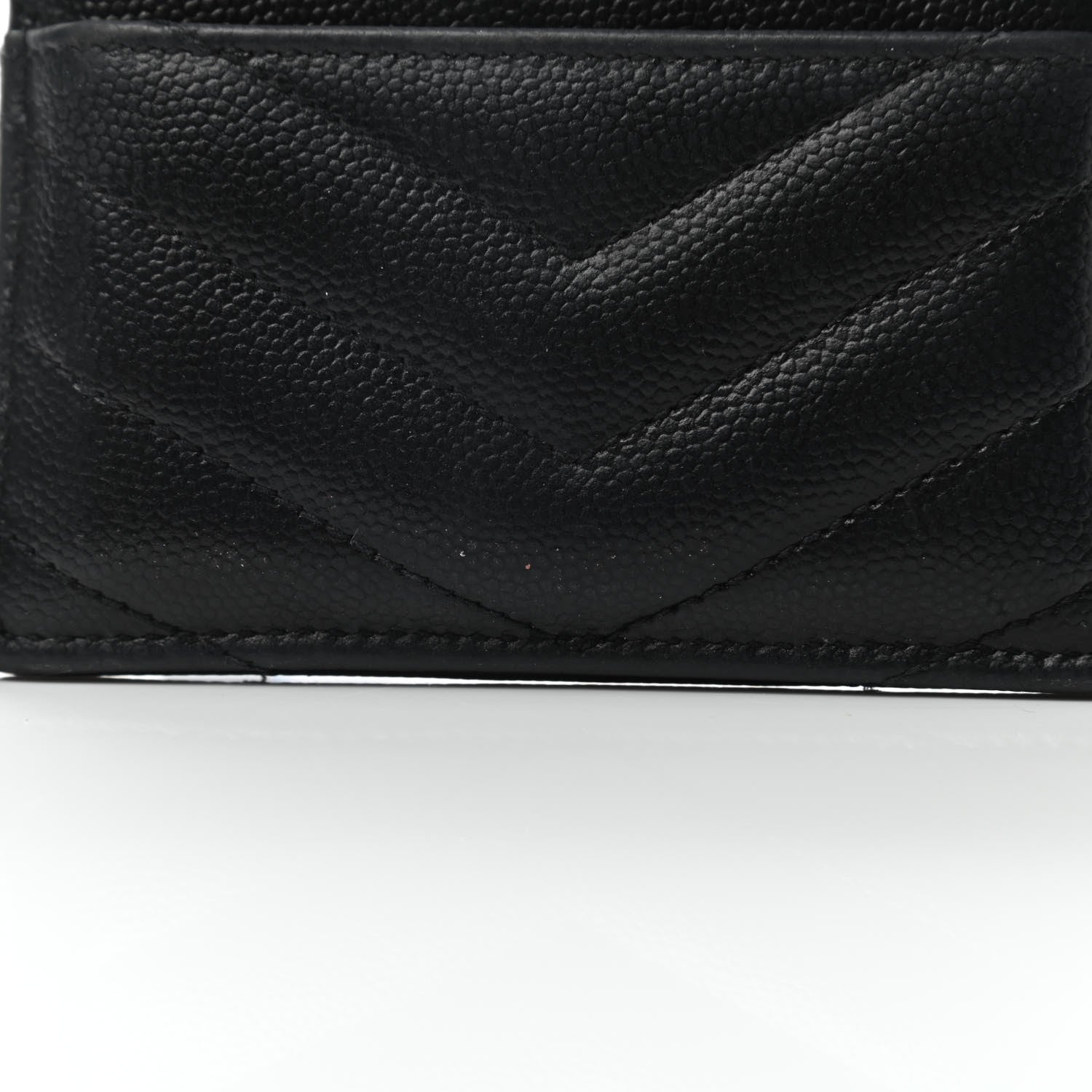 Saint Laurent Grain De Poudre Matelasse Chevron Monogram Credit Card Case Black 5 of 5