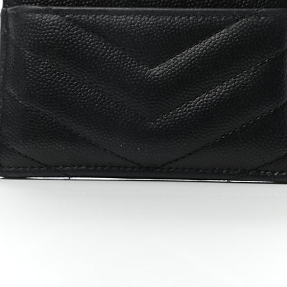 Saint Laurent Grain De Poudre Matelasse Chevron Monogram Credit Card Case Black 5 of 5