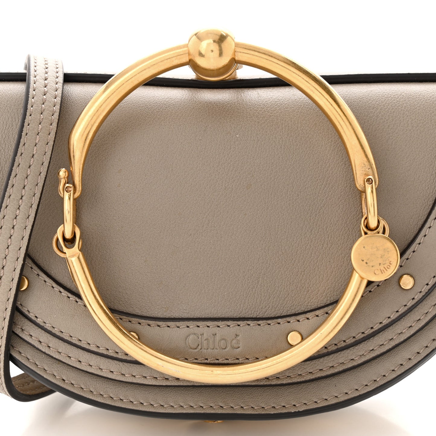 Calfskin Small Nile Bracelet Minaudiere Bag Motty Grey