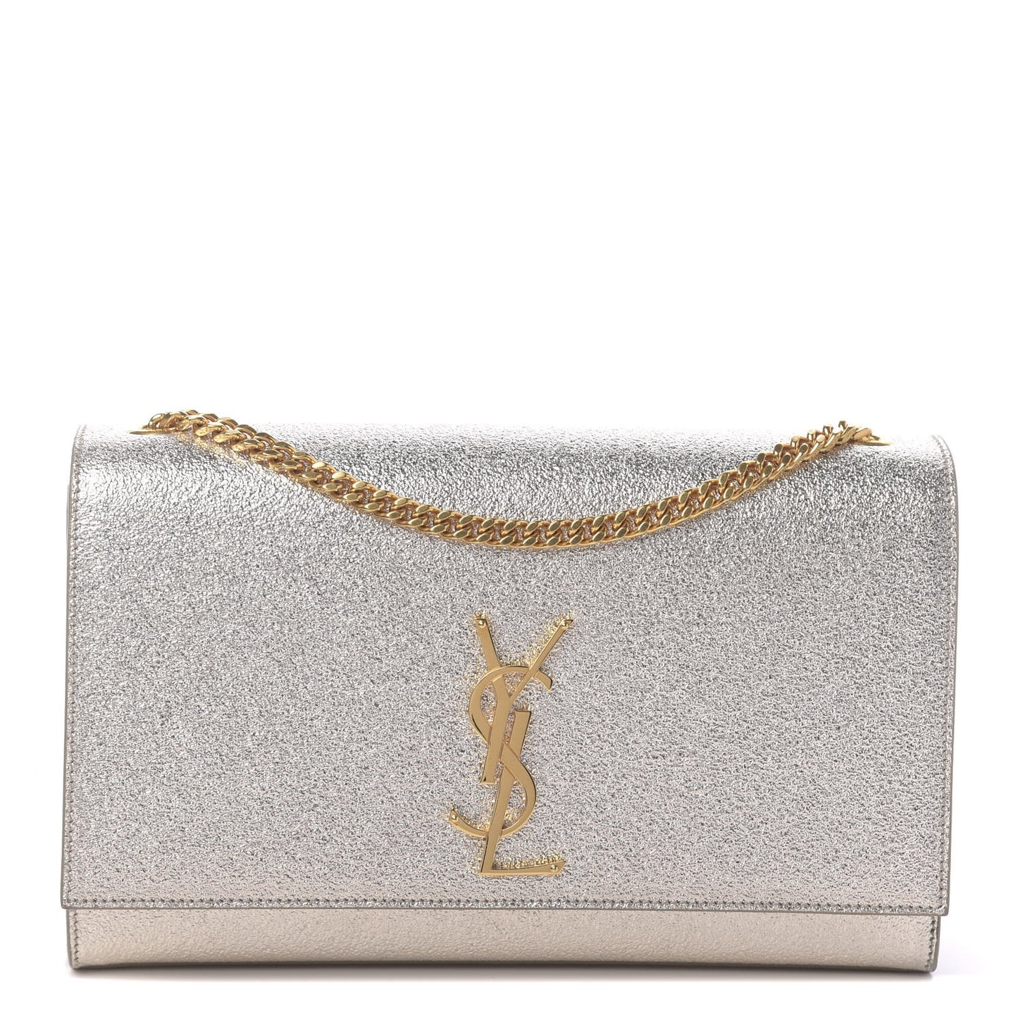 Metallic Calfskin Medium Classic Monogram Kate Satchel Pale Gold